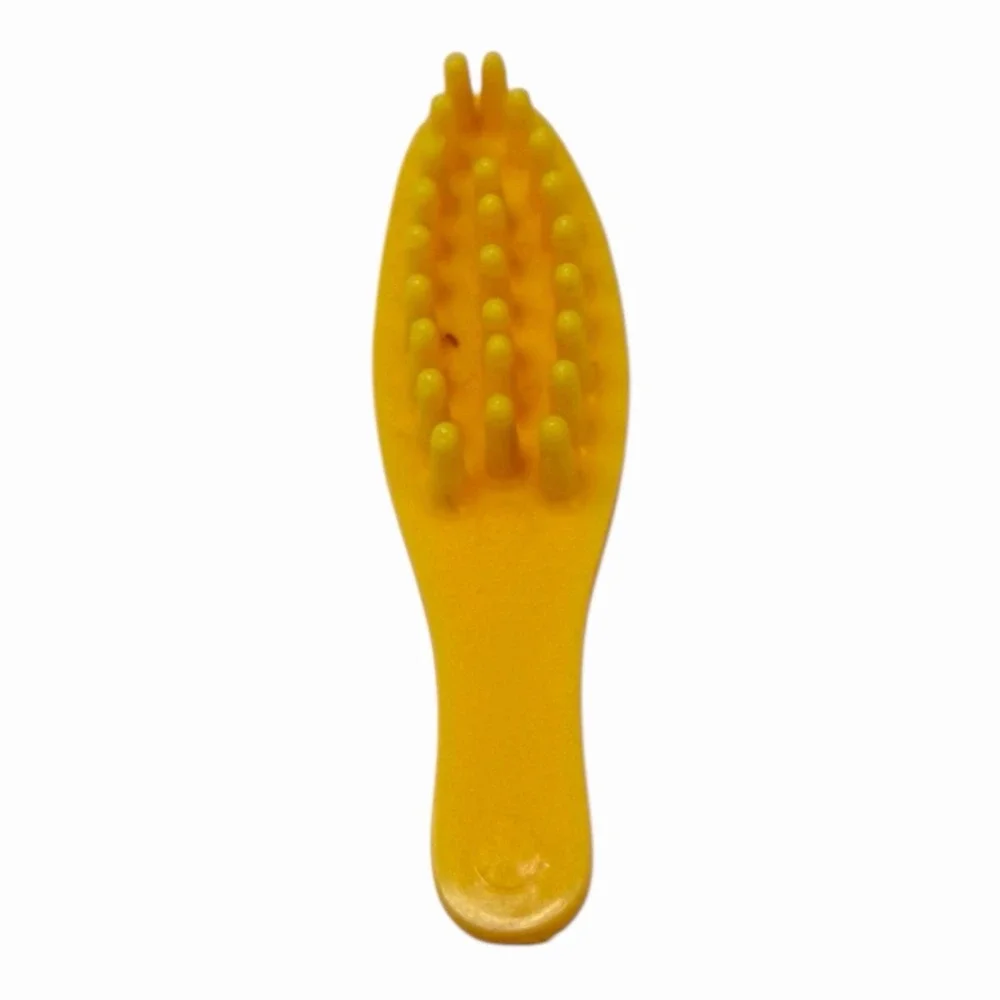 Vintage‎ Yellow Plastic Hairbrush with Heart Design 1